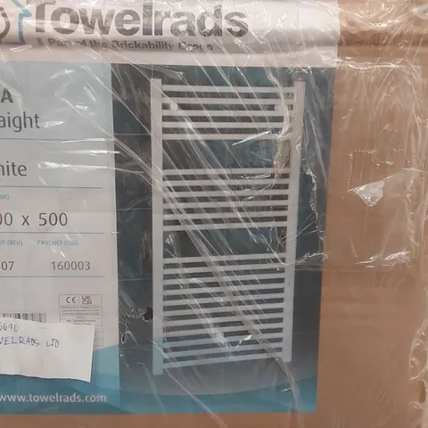 BOXED TOWELRADS PISA STRAIGHT WHITE 800 x 500mm TOWEL RADIATOR 