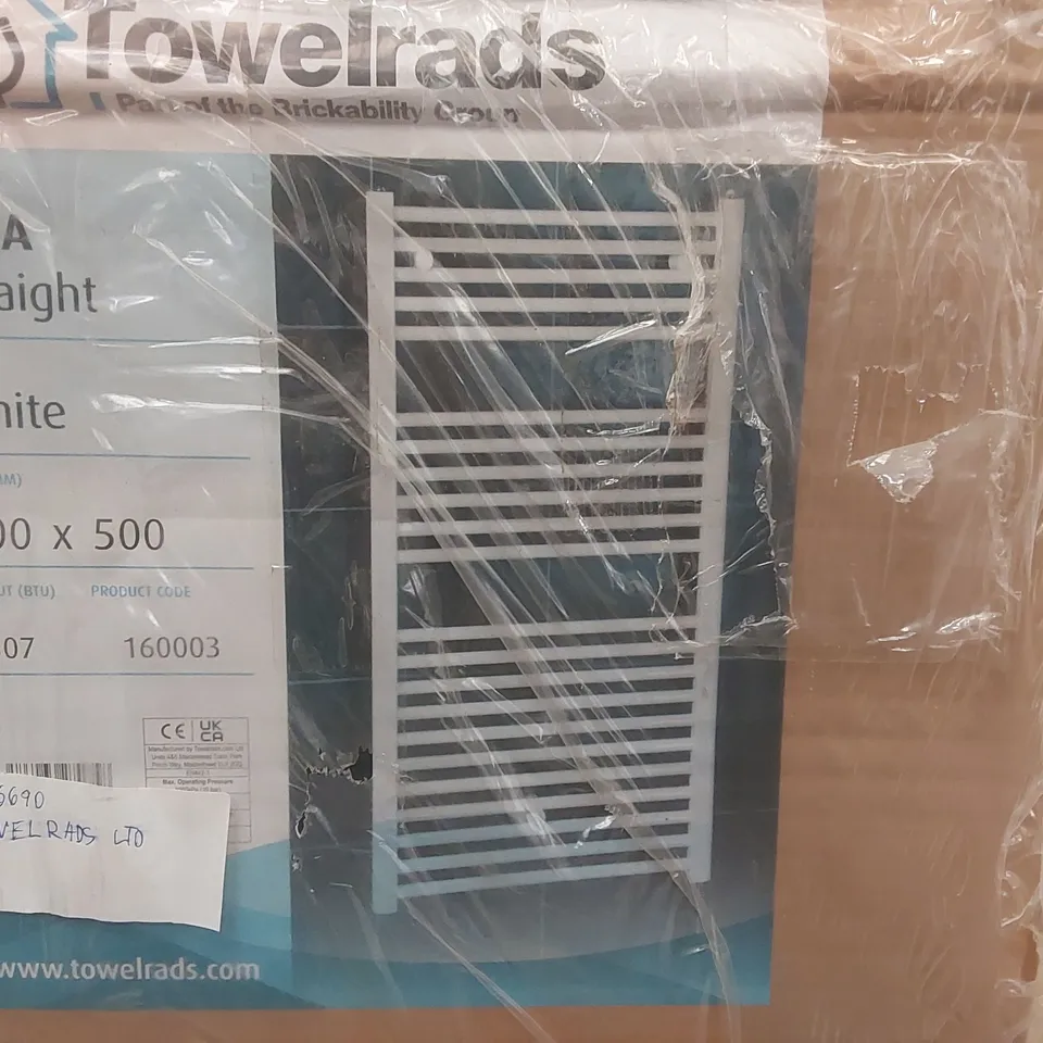BOXED TOWELRADS PISA STRAIGHT WHITE 800 x 500mm TOWEL RADIATOR 