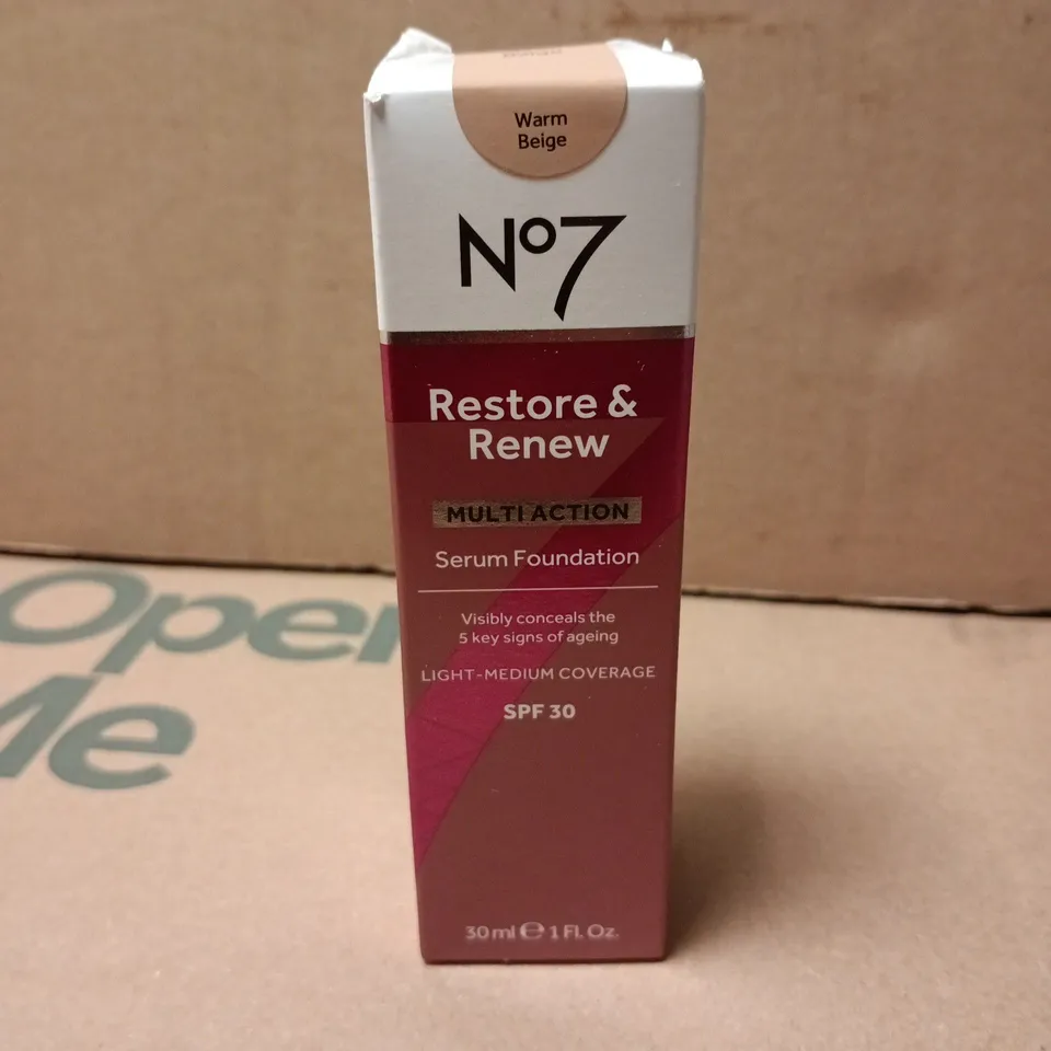 BOXED AND SEALED N07 RESTORE & RENEW SERUM FOUNDATION WARM BEIGE (30ML)