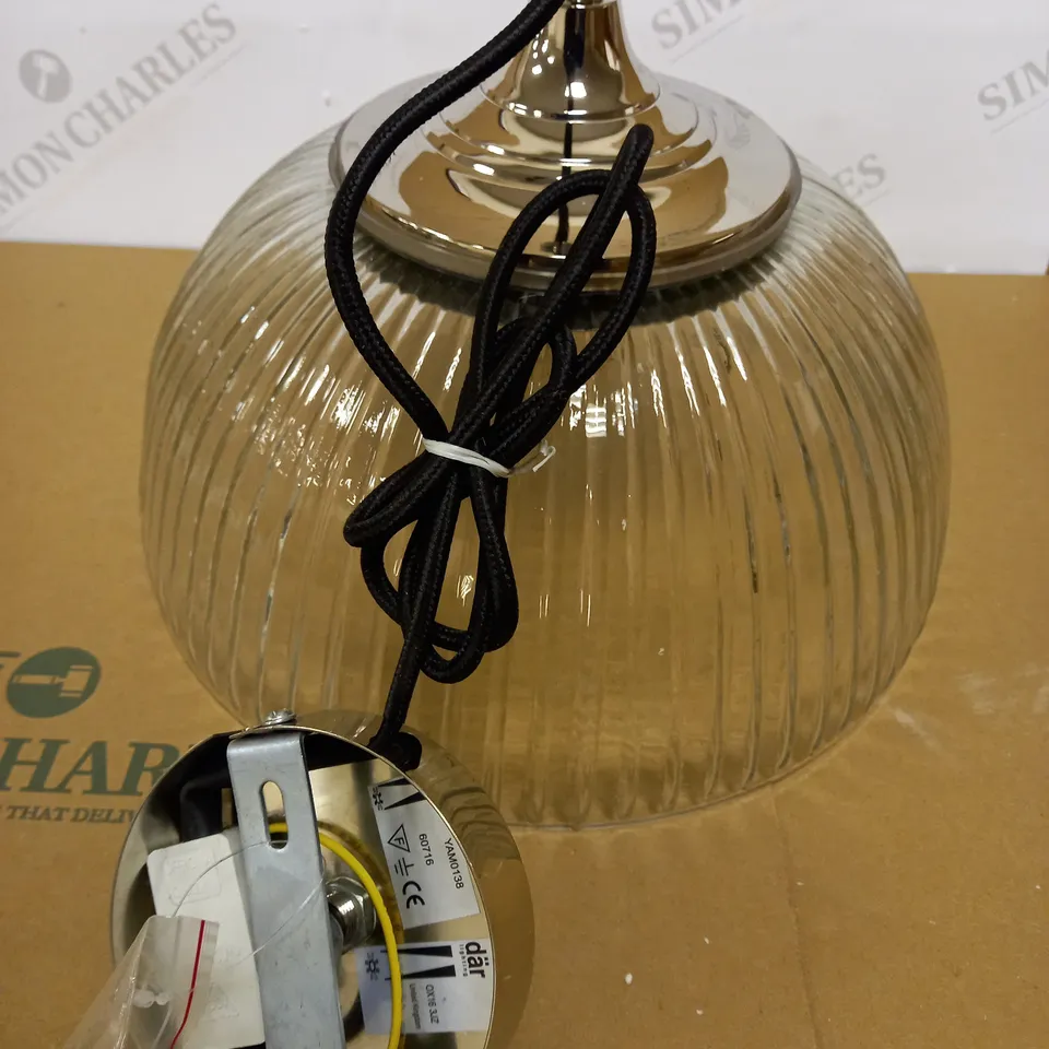 DAR LIGHTING YAMBOL PENDANT POLISHED NICKEL CLEAR GLASS LIGHT FIXTURE