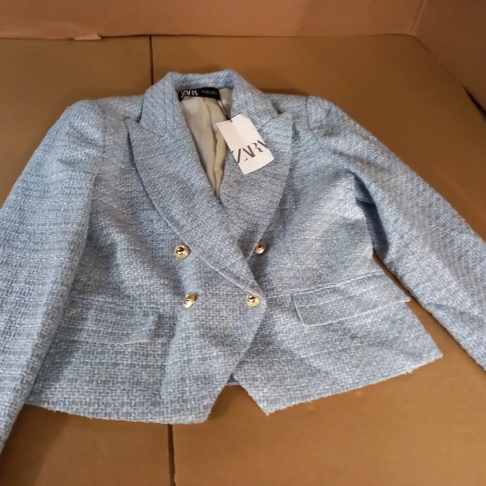 ZARA TEXTURED BLUE BLAZER - EUR L