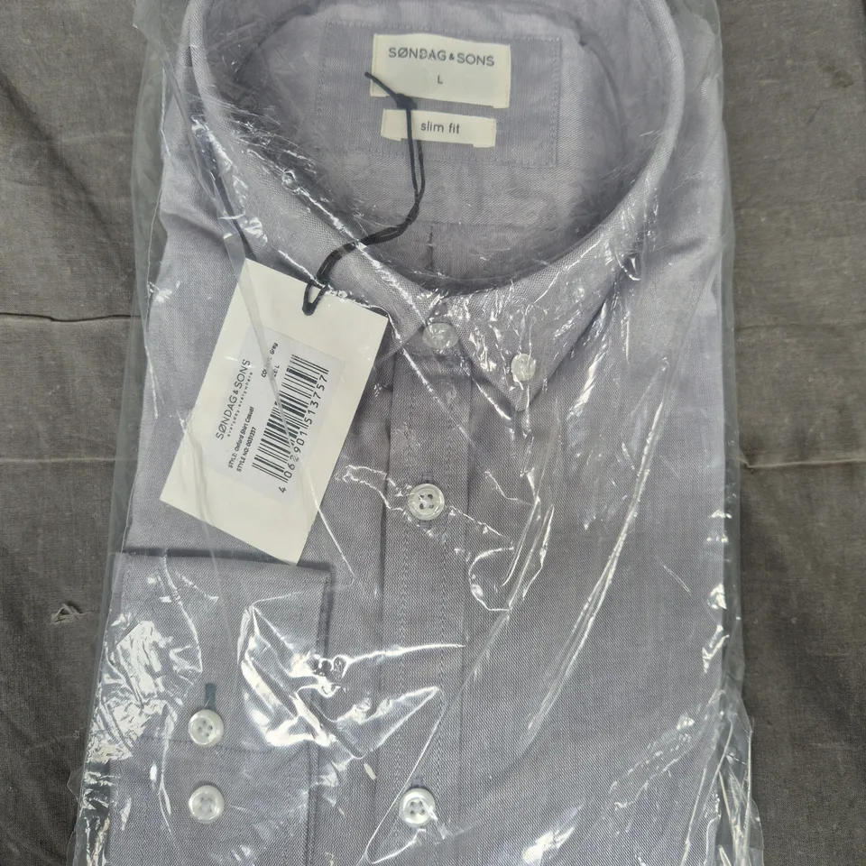 SONDAG & SONS SLIM FIT SHIRT IN PALE BLUE SIZE LARGE