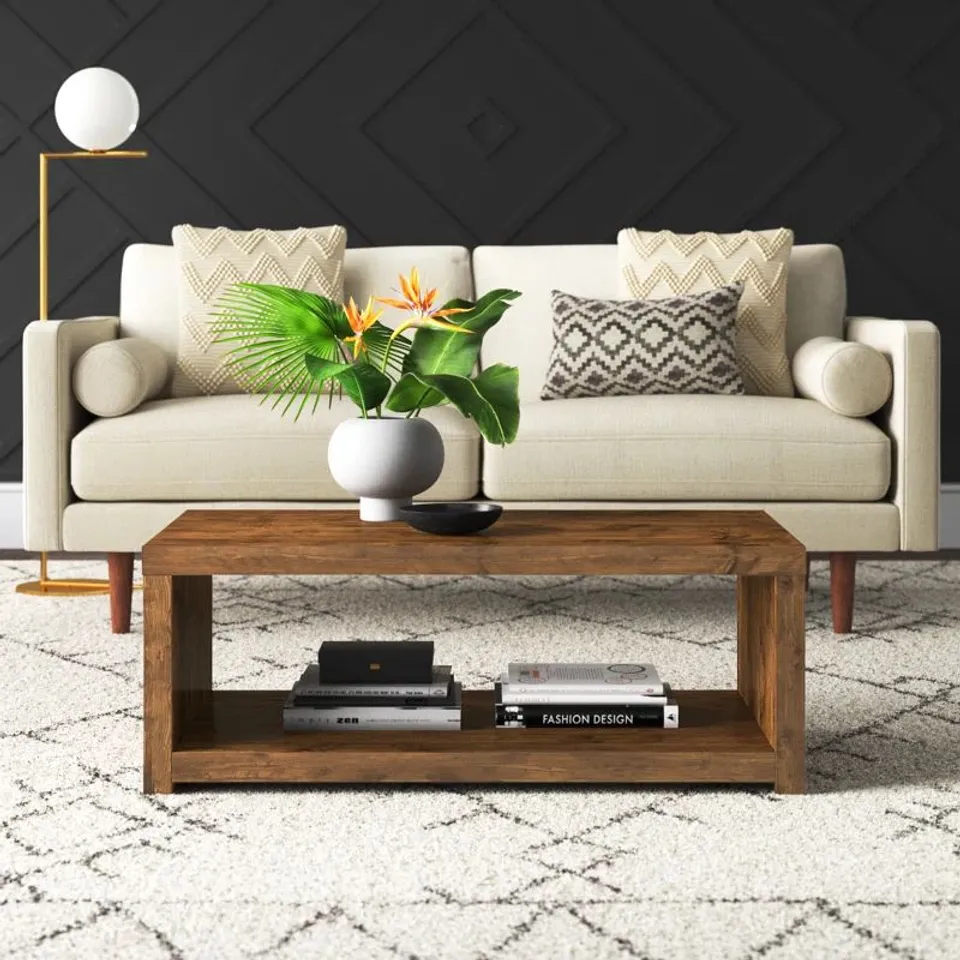 BOXED PISANI TRESTLE COFFEE TABLE WITH STORAGE (1 BOX)