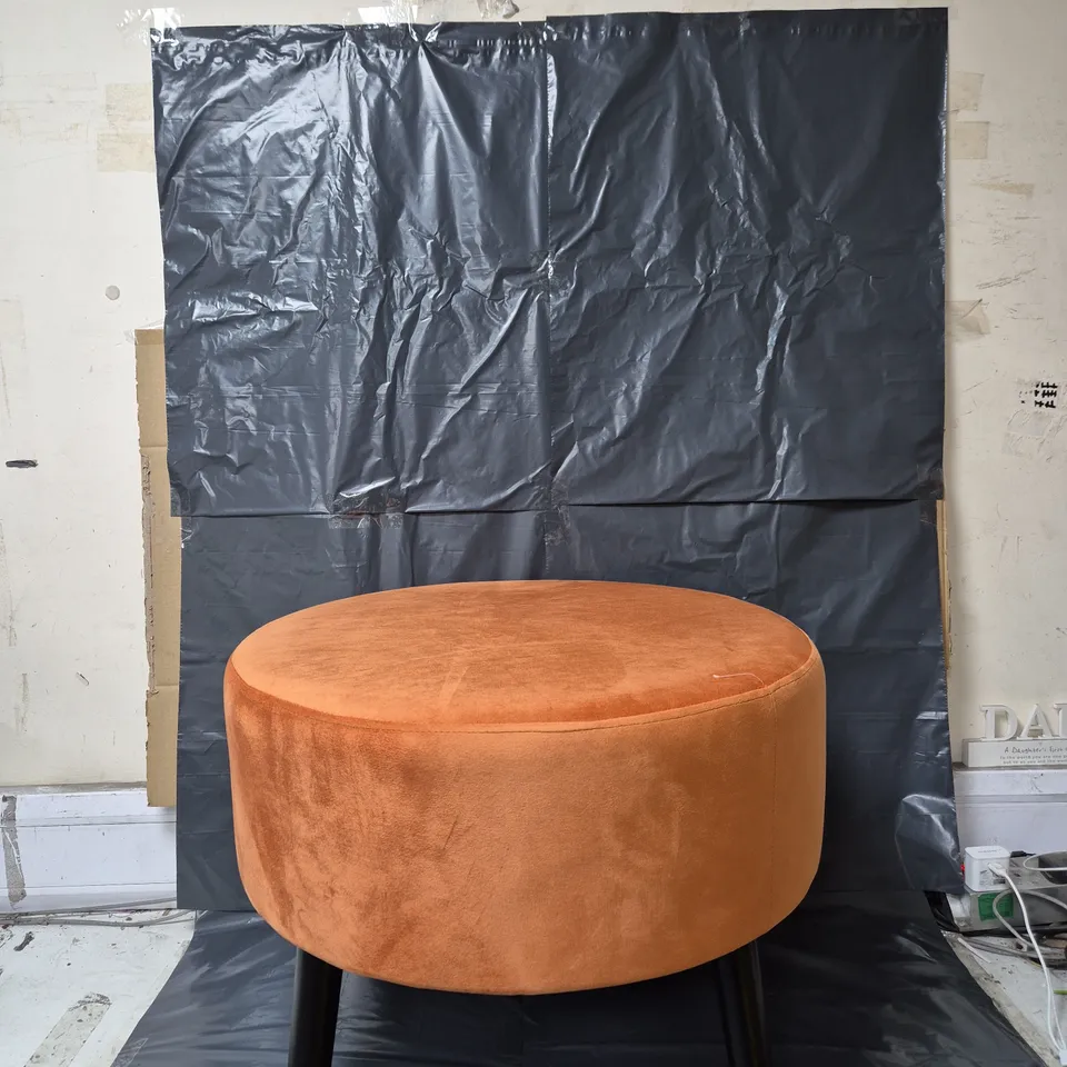 MY HOME STORIES FOOTSTOOL WITH GOLD TIPPED LEGS IN TERRACOTA