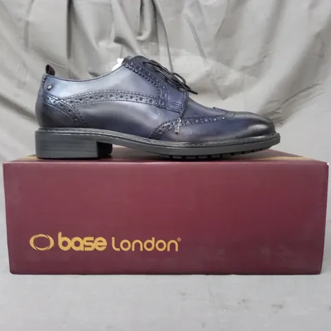 BOXED PAIR OF BASE LONDON LENNOX SHOES IN WASHED NAVY UK SIZE 7