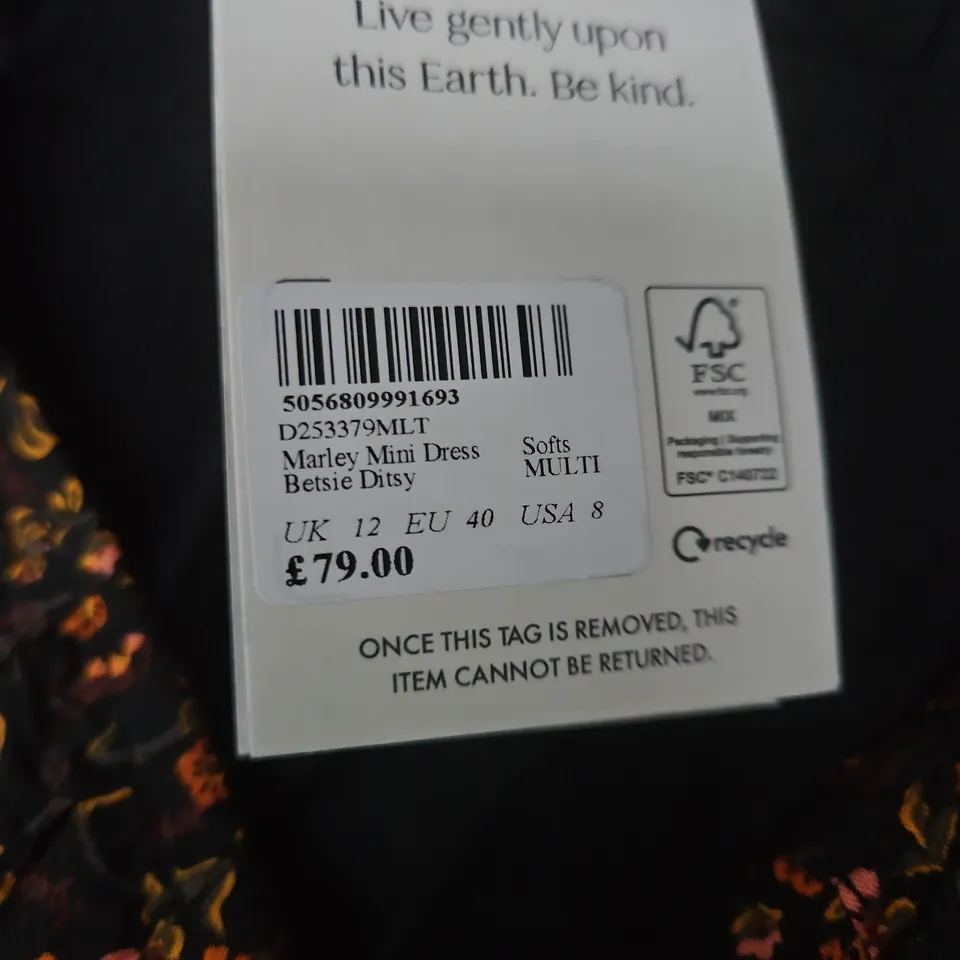 NOBODY'S CHILD MARLEY MINI DRESS BETSIE DITSY – WOMEN'S UK 12 (EU 40, US 8)