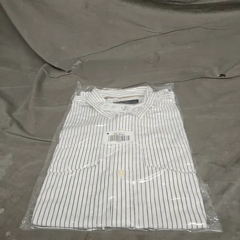 ABERCROMBIE & FITCH MEN'S STRIPED SHIRT – WHITE & NAVY – UK LARGE