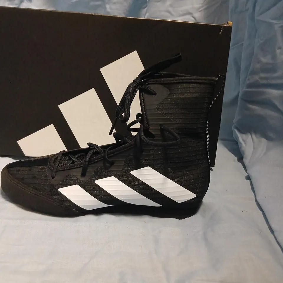 ADIDAS HIGH-TOP SNEAKERS BLACK WITH WHITE STRIPES – UK 3 (US 3, EU 35)