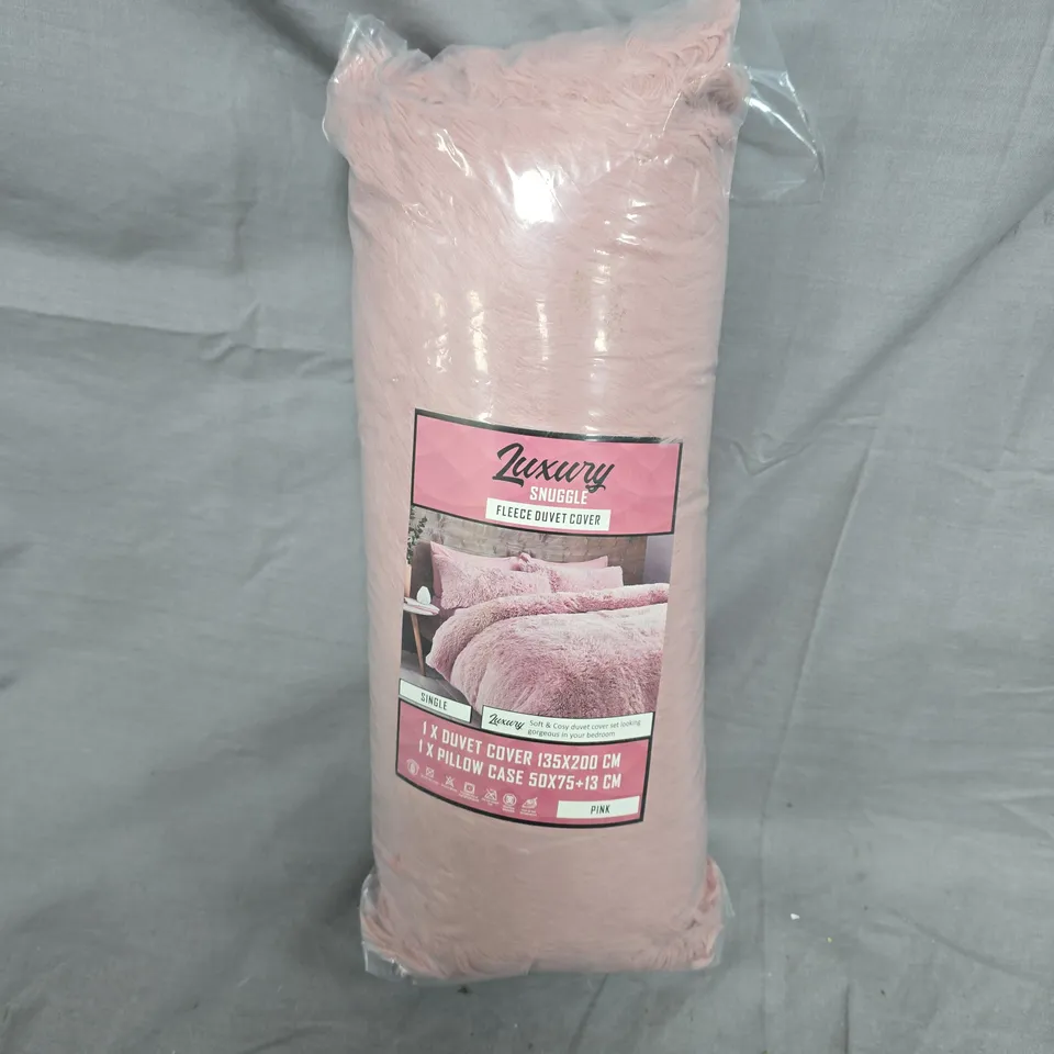LUXURY SNUGGLE FLEECE DUVET COVER SET IN PINK - SINGLE