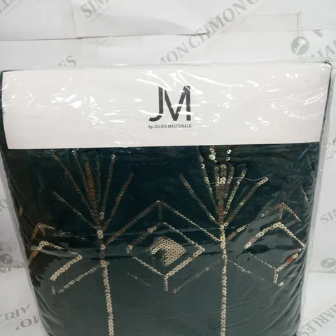 JULIEN MACDONALD EMERALD GREEN EMBELLISHED FAUX FUR THROW