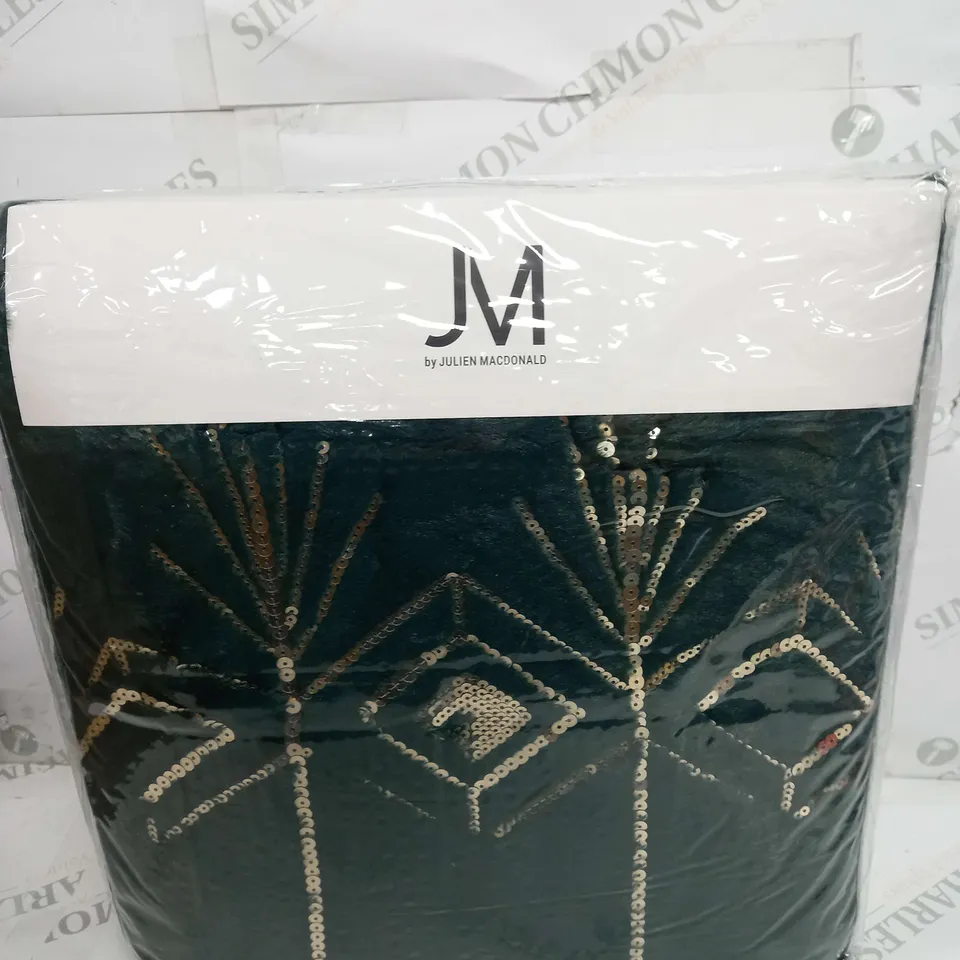 JULIEN MACDONALD EMERALD GREEN EMBELLISHED FAUX FUR THROW