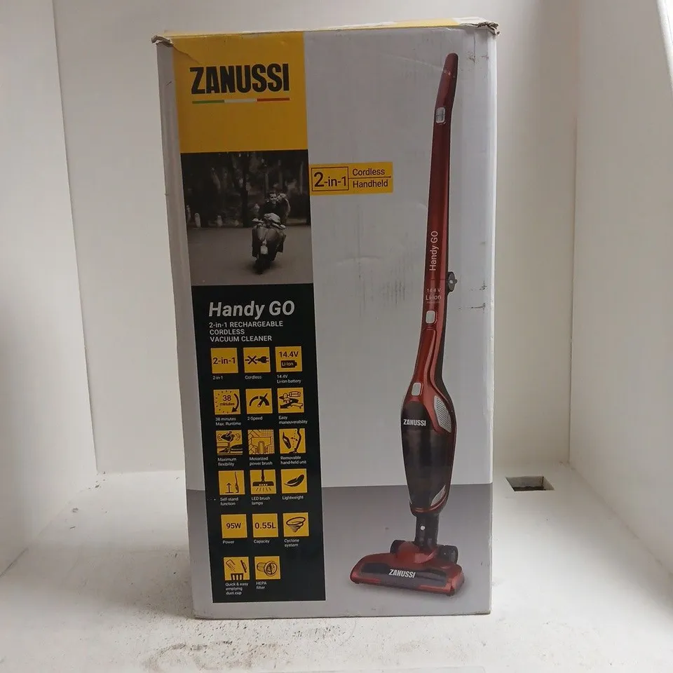 ZANUSSI HANDY GO 2-IN-1 CORDLESS VACUUM CLEANER – BOXED