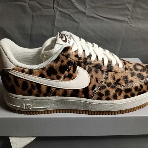 BOXED PAIR OF NIKE AIR FORCE 1 LEOPARD PRINT SNEAKERS – UK SIZE 7