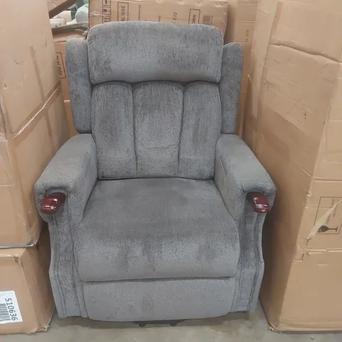DESIGNER FABRIC UPHOLSTERED ELECTRIC RECLINING ARMCHAIR - MISSING POWER PACK ECT
