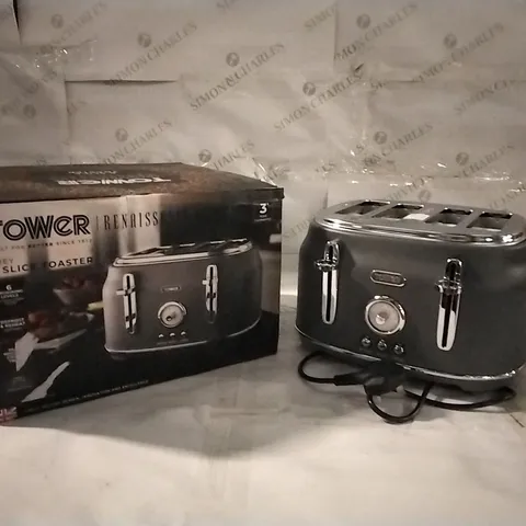 TOWER GREY 4 SLICE TOASTER 