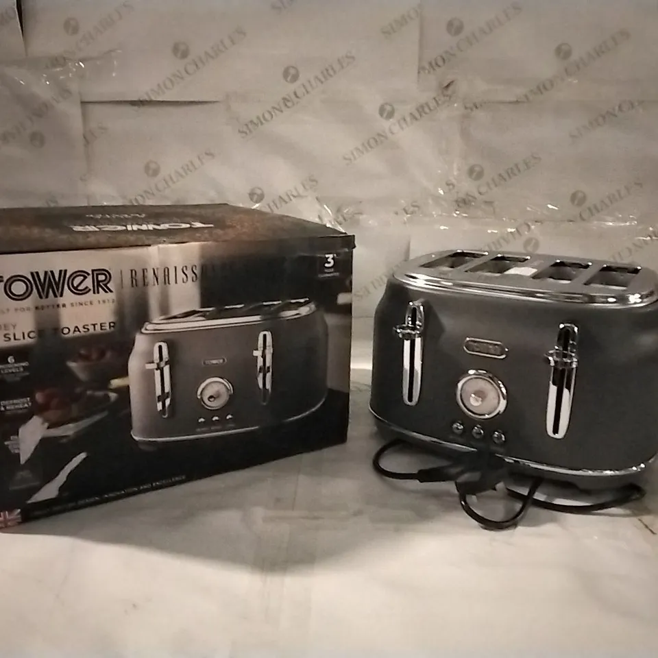 TOWER GREY 4 SLICE TOASTER 
