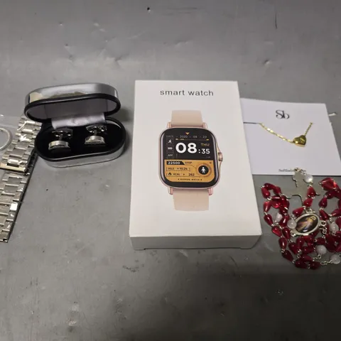 APPROXIMATELY 15 ASSORTED JEWELLERY ITEMS TO INCLUDE - WATCH , NECKLACE , EARRINGS ETC