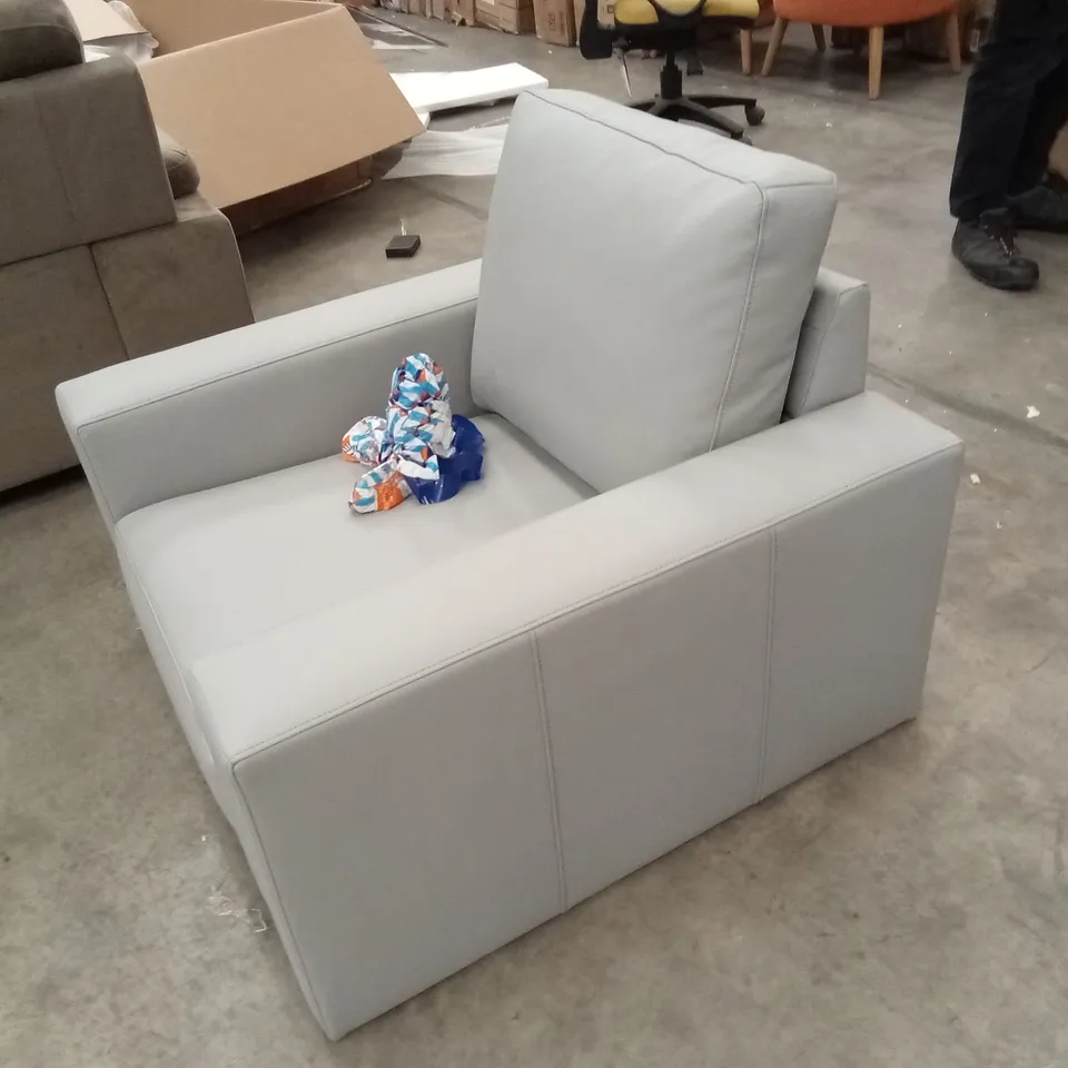 BALTIMORE ARMCHAIR, LIGHT GREY PREMIUM FAUX LEATHER