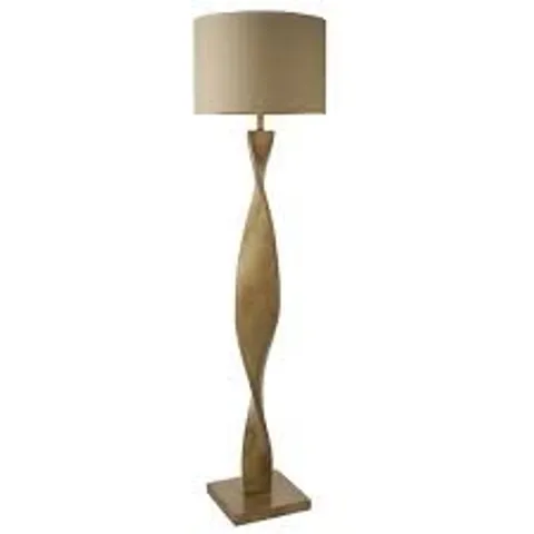 BOXED ENDON ABIA 1 LIGHT FLOOR LAMP WOOD LINEN