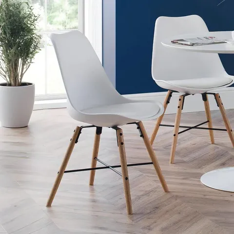 BOXED PAIR OF KARI DINING CHAIRS - WHITE/NATURAL 