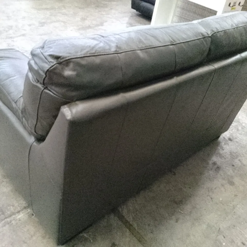 QUALITY DESIGNER 2 SEATER SOFA - DARK GREY LEATHER