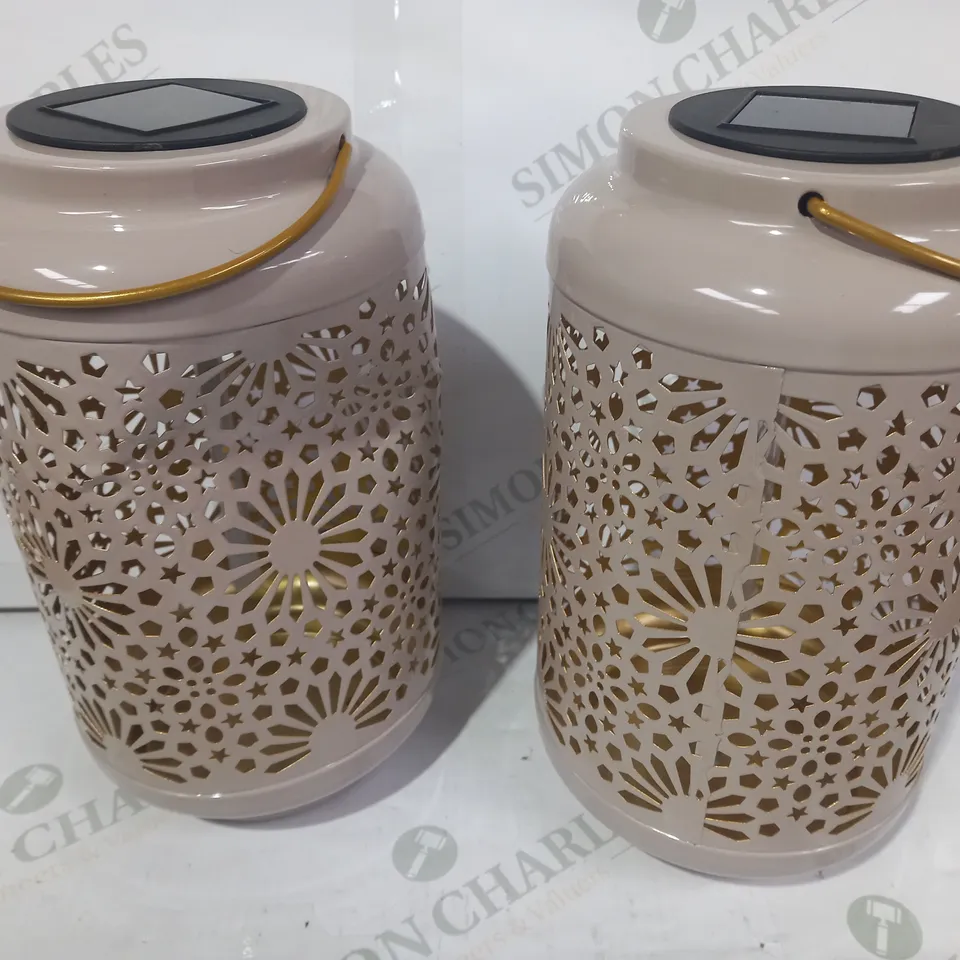 GARDEN REFLECTIONS SET OF 2 PATTERNED SOLAR LANTERNS