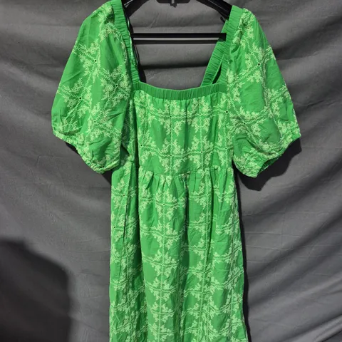 OLIVER BONAS BRODERIE MIDI DRESS IN GREEN, UK SIZE 10