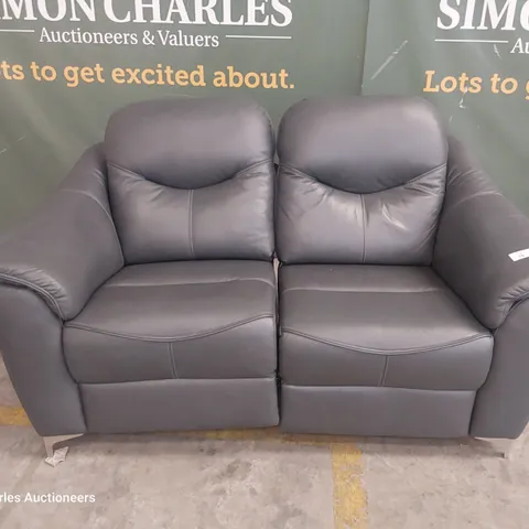 QUALITY BRITISH DESIGNER G PLAN JACKSON POWER RECLINING TWO SEATER SOFA CAMBRIDGE PETROL BLUE LEATHER