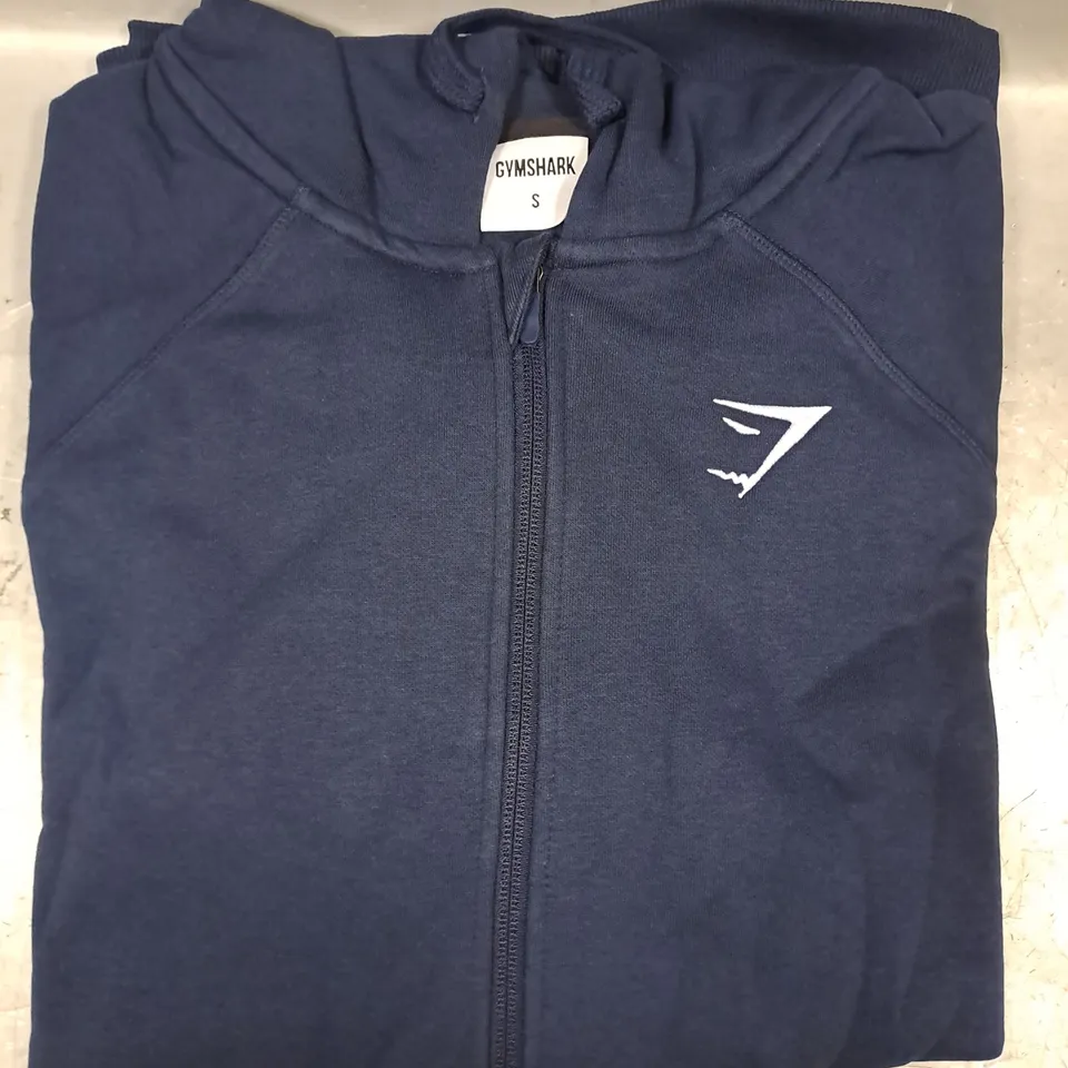 GYM SHARK CREST ZIP-UP HOODIE IN NAVY SIZE SMALL