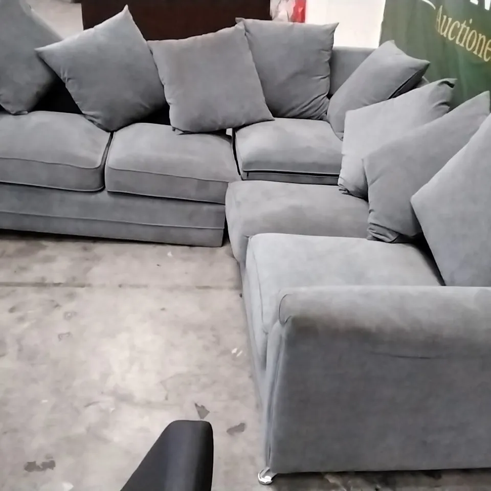 QUALITY DESIGNER CORNER GROUP SOFA - GREY FABRIC 