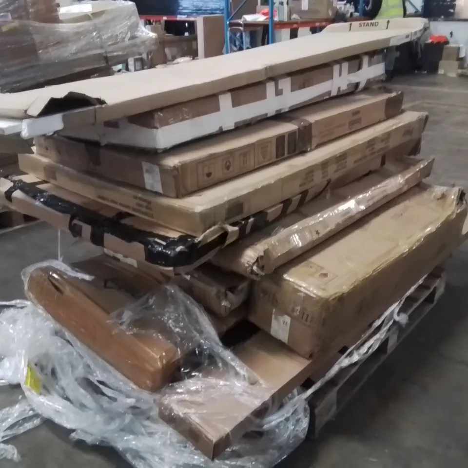 PALLET OF ASSORTED FURNITURE PARTS TO INCLUDE;HIGH SLEEPER BED,DINING TABLE,TABLE