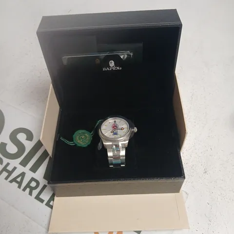BAPEX CARTOON DIAL STAINLESS STEEL WRISTWATCH IN PRESENTATION BOX 