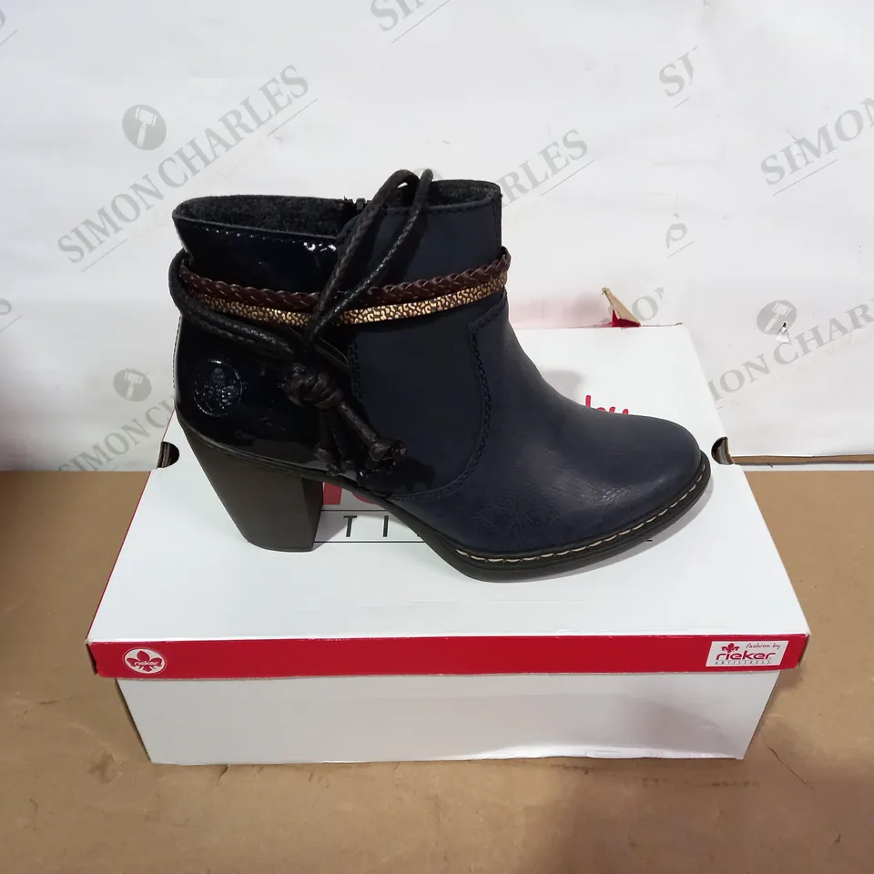 BOXED PAIR OF RIEKER HEELED BOOTS - SIZE 38
