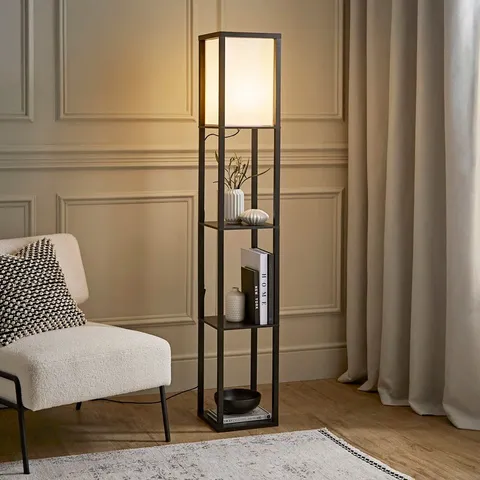 BOXED LENA STRUTTURA 160CM FLOOR LAMP WOODEN SHELVES FLOOR LAMP IN 4 COLOURS
