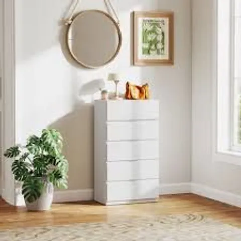 BOXED HOMCOM CHEST OF DRAWERS, 5-DRAWER - WHITE (1 BOX)
