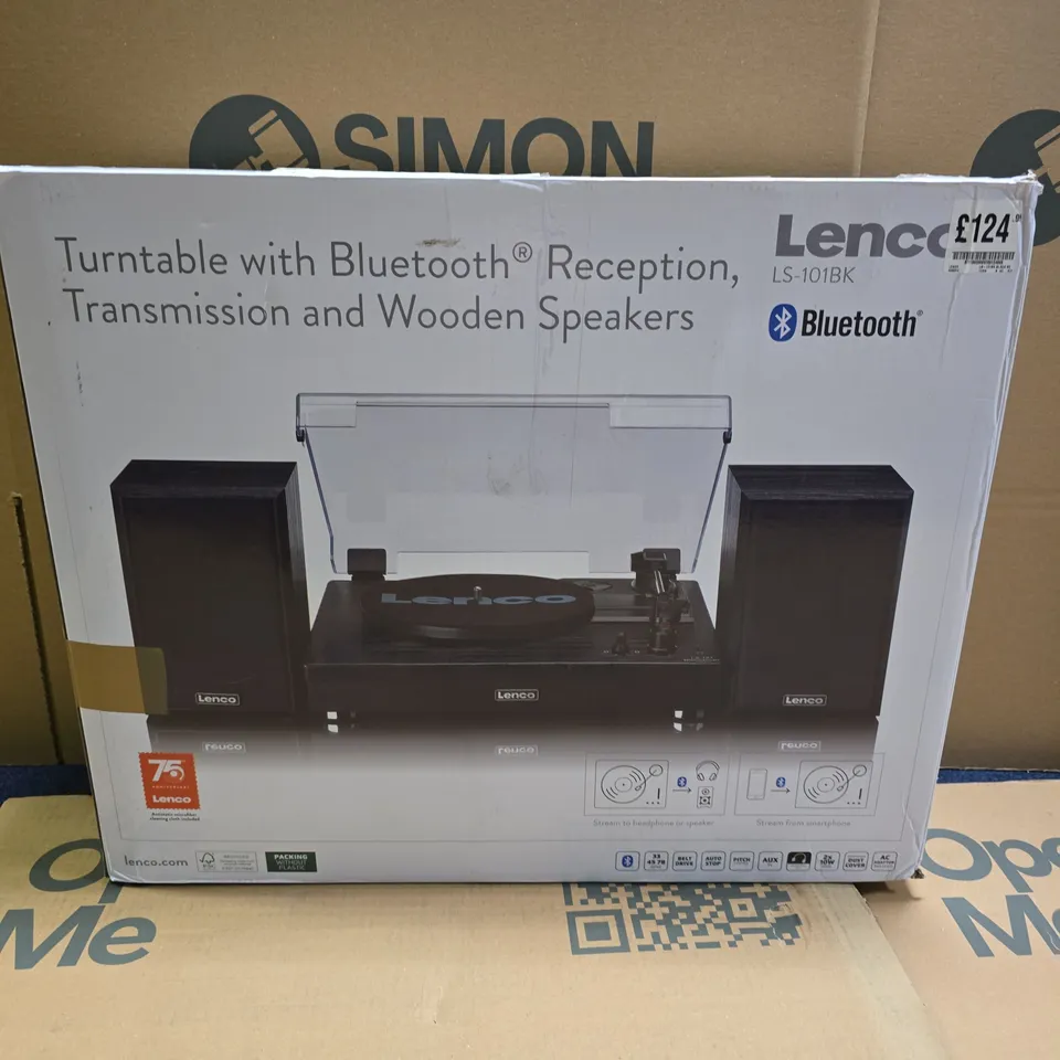 BOXED LENCO BLUETOOTH TURNTABLE WITH SPEAKERS LS-101BK