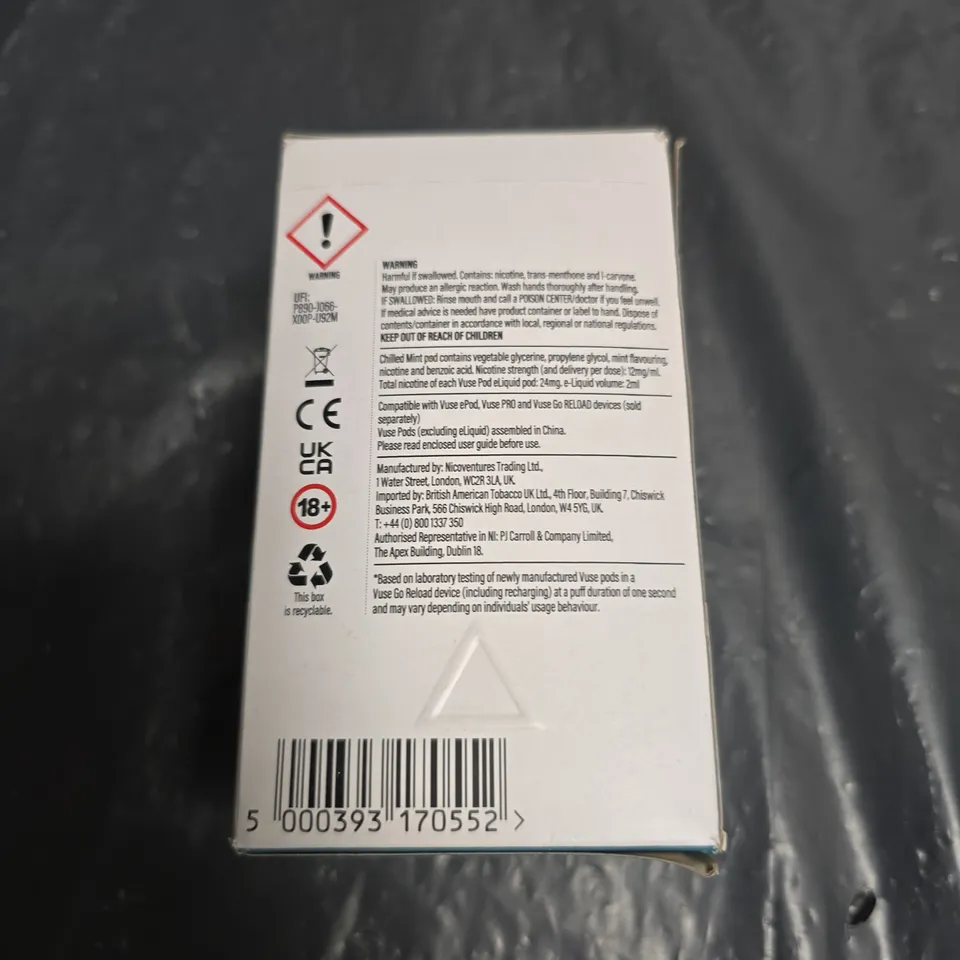 Vuse Chilled Mint Nicotine Pods – 2 per Pack, 12 mg/ml, Up to 2000 Puffs