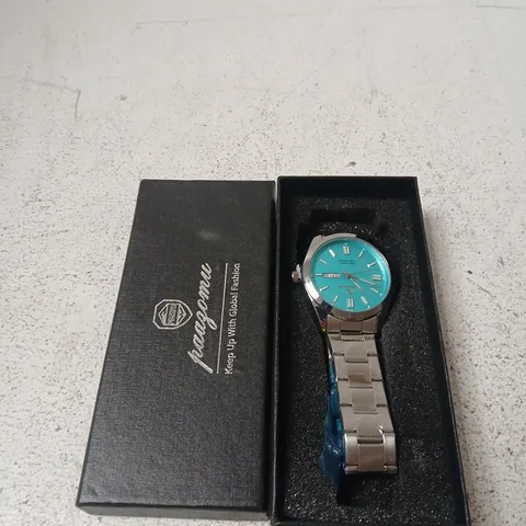 PAAGOMU FASHION WRISTWATCH WITH TURQUOISE DIAL – PRESENTATION BOX