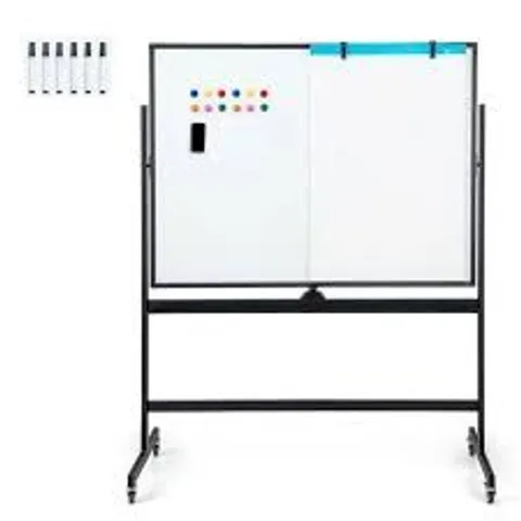 BOXED COSTWAY BLACK MOBILE REVERSIBLE WHITEBOARD