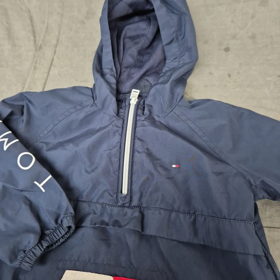 Tommy Hilfiger Navy Windbreaker Hooded Jacket - KIDS - SIZE 86