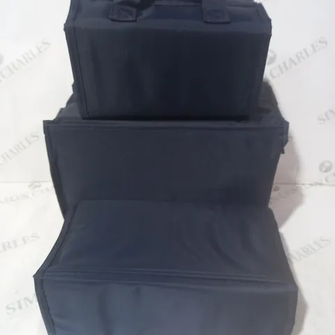 BOXED OUTLET SET OF ROLL UP STORAGE CASES IN NAVY