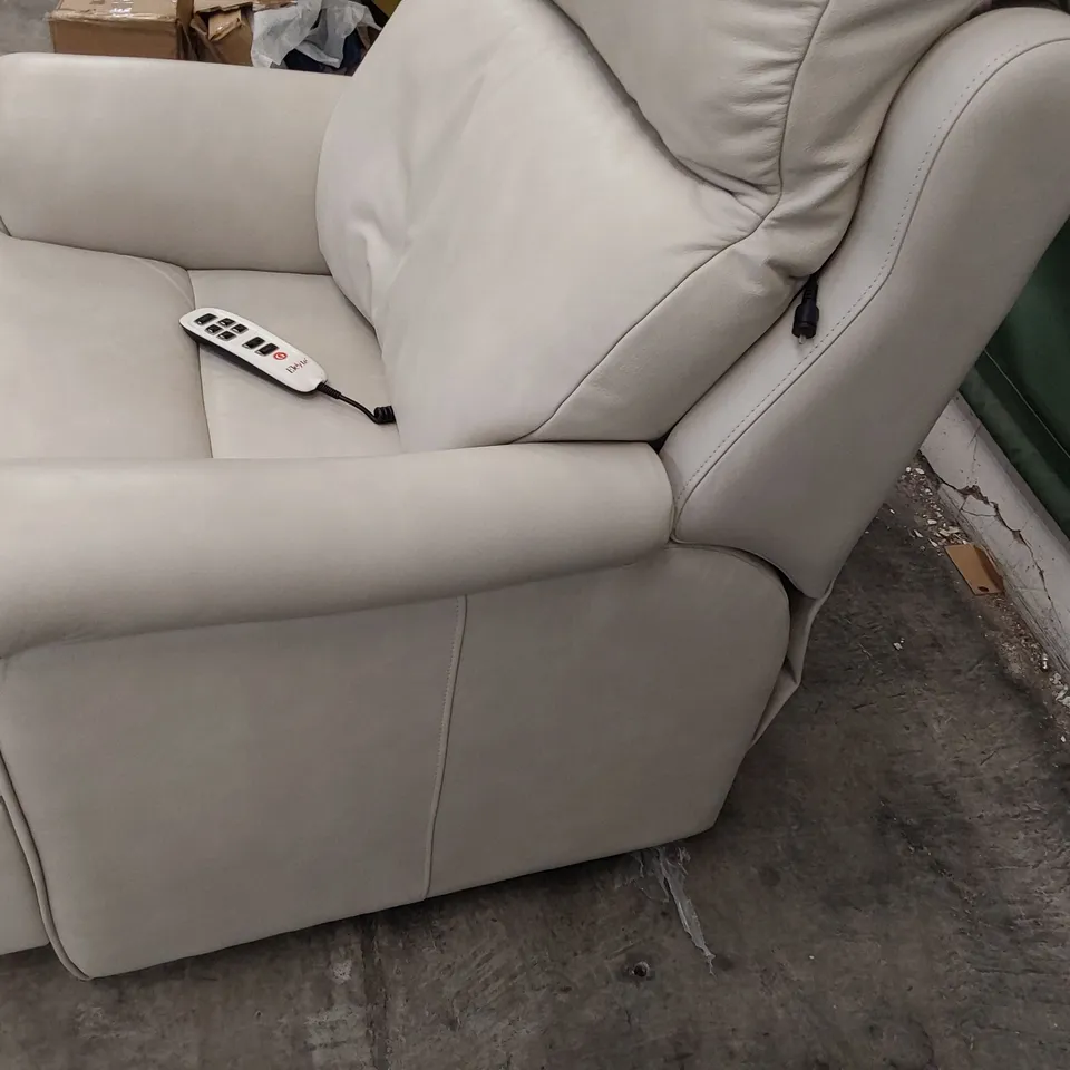 QUALITY BRITISH DESIGNER G PLAN NEWBURY POWER DUEL RISE/RECLINE EASY CHAIR REGENT CHALK LEATHER 