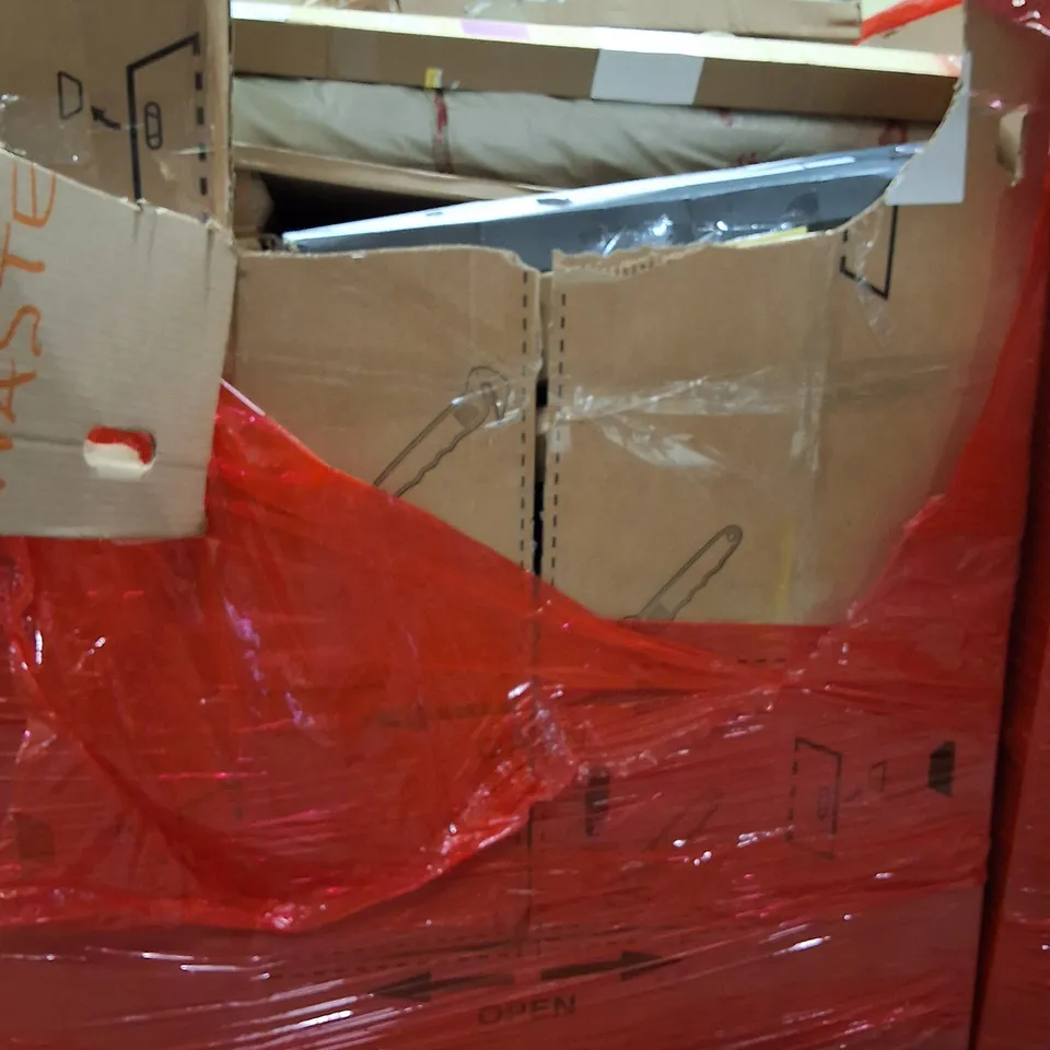 PALLET OF ASSORTED HOUSEHOLD GOODS AND PRODUCTS TO INCLUDE;PORTABLE BARBECUE,HEDGE TRIMMER,AREA RUG