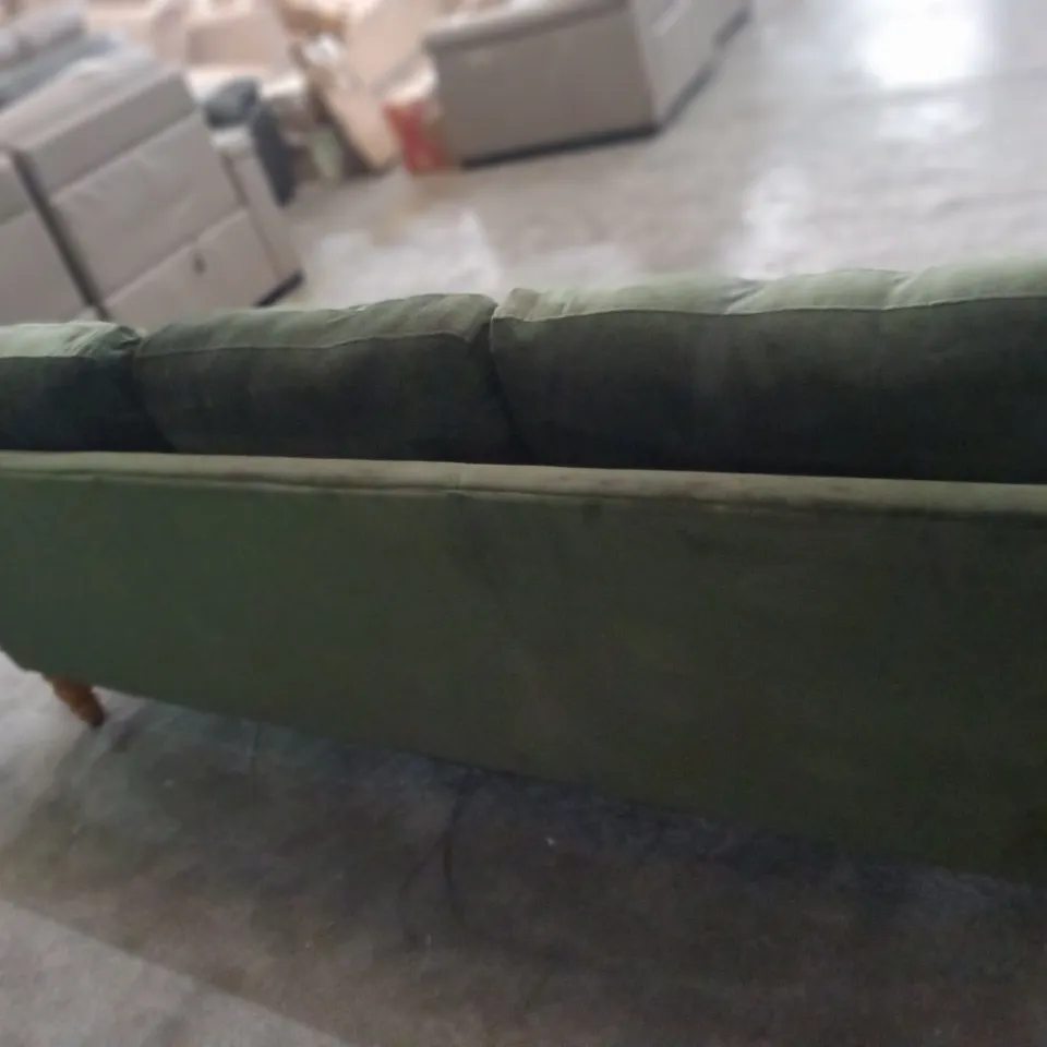 DESIGNER GREEN FABRIC THREE SEATER SOFA