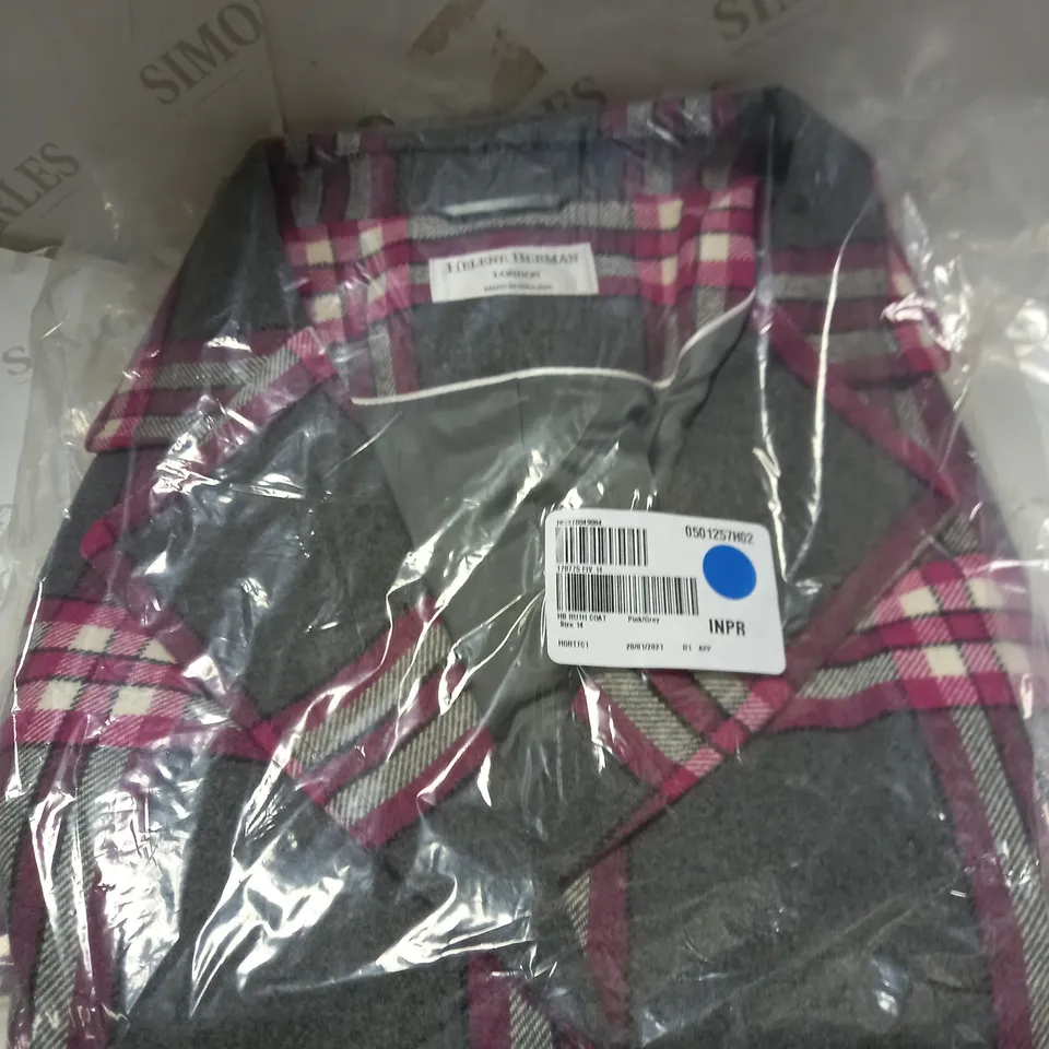 HELENE BERMAN LONDON PINK/GREY RUTH COAT - SIZE 14