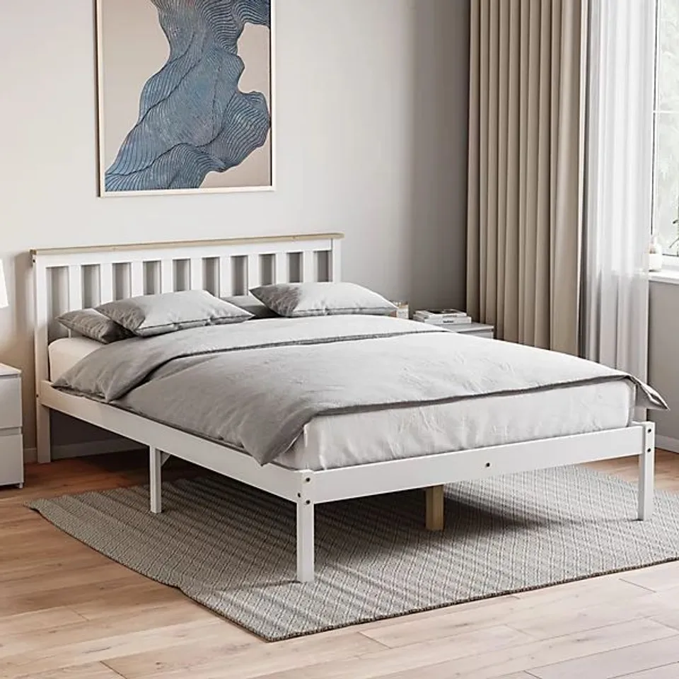 BOXED VIDA DESIGNS MILAN BED FRAME -WHITE&PINE-