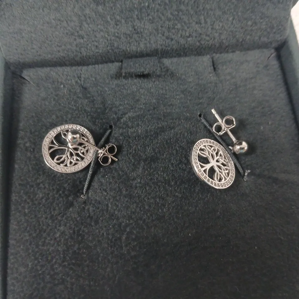 TUSCAN SILVER STERLING SILVER TREE MOTIF EARRINGS IN BOX