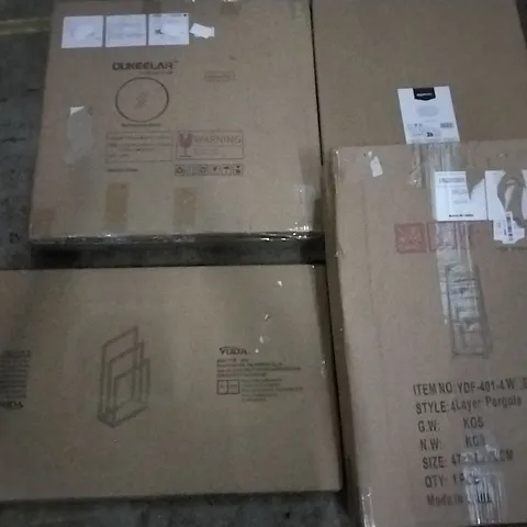 PALLET OF ASSORTED ITEMS INCLUDING DRYING RACK, 4 LAYER PERGOLA, WALL MOUNTED MIRROR, TOWEL RACK