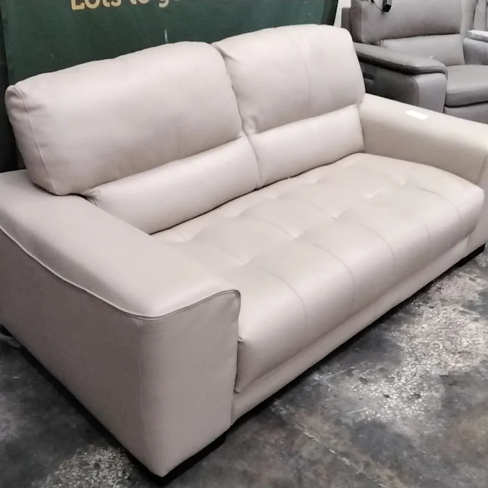 QUALITY ITALIAN DESIGNER ARENA SOFA IN BEIGE LEATHER