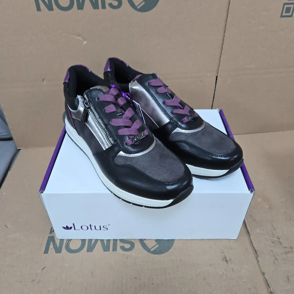 LOTUS VENUS BLACK/PURPLE SHOES, UK 8 